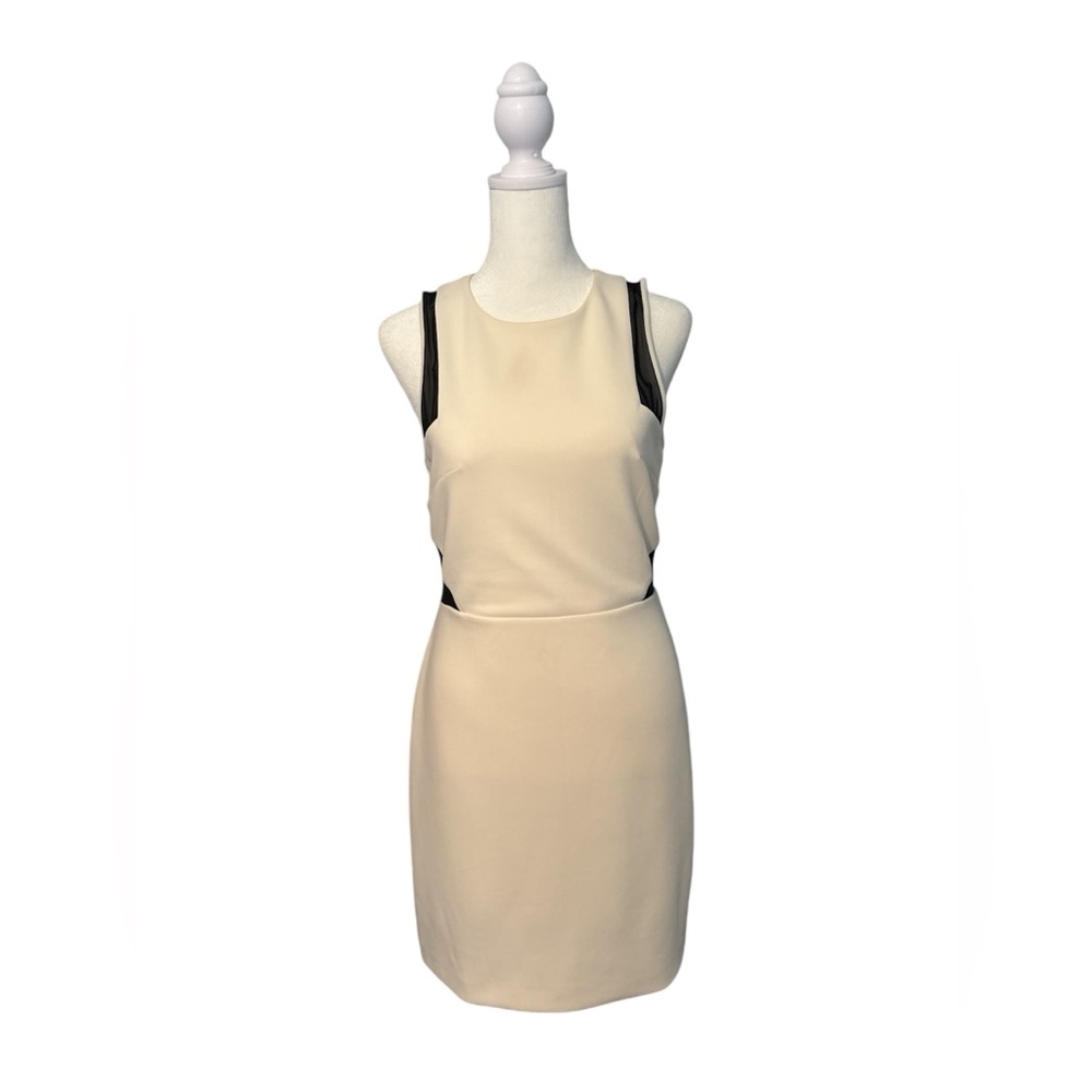 NWT EXPRESS Sleeveless Ivory Bodycon Dress Mesh Inserts